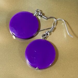 Deep Ultraviolet Glossy Orb Drop Earrings - Minimalist Chic‎